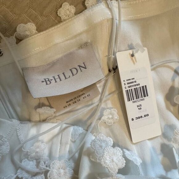 NWT BHLDN Strapless 3D Floral Vine Fit & Flare Midi Wedding Bridal White Dress 1 - Picture 7 of 7